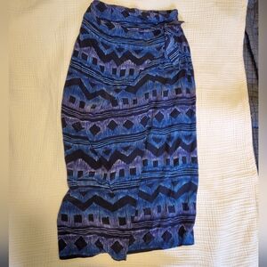 100% Silk Patterned Midi Skirt
